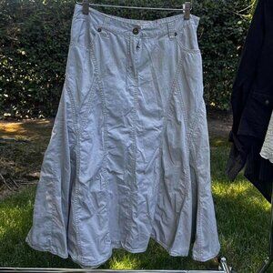 Y2K Faded Glory Midi Skirt Tan Asymmetrical Stitching Size 12